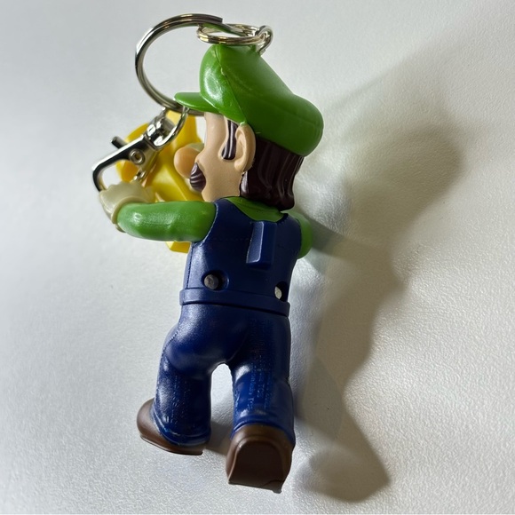 Luigi upcycled Action Figure Keychain - Green and Yellow - Picture 7 of 8